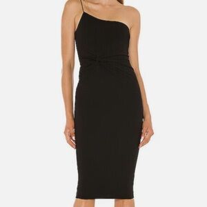 NOOKIE Lust Women's Medium Black Body Con Midi One Strap Dress